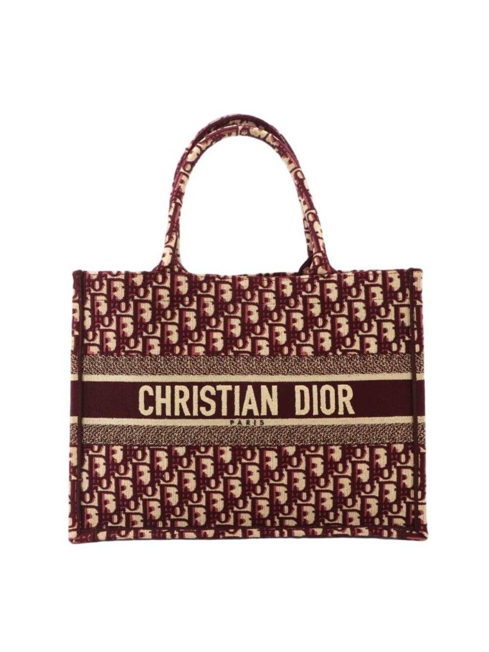 Dior Oblique Book Tote Bag Medium Canvas Bordeaux